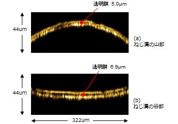 Fig.3　 LSMによるねじ溝の膜の断面観察