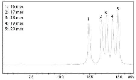 図1オリゴヌクレオチド混合試料のクロマトグラム