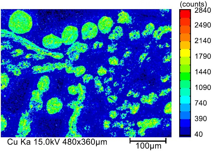 剥離面の元素分布（Cu）