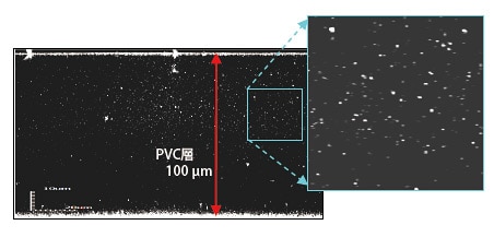 図4 厚さ100µmのPVC層中の異物分布
