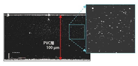 図4　厚さ100µmのPVC層中の異物分布