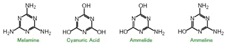 メラミン及び関連物質の構造式