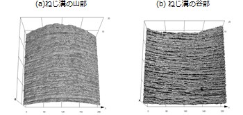 Fig.4　ねじ溝の透明膜表面の3D-LSM観察像