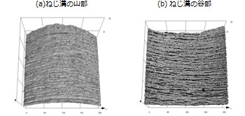 Fig.4 ねじ溝の透明膜表面の3D-LSM観察像