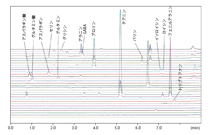 市販茶飲料のクロマトグラム