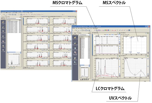 データブラウザを用いて複数の分析データ，異なる検出器データを一画面表示