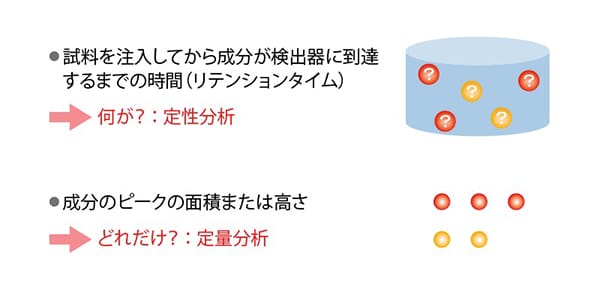 試料を注入してから成分が検出器に到達するまでの時間（リテンションタイム）