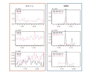 MRM測定により 代謝成分を高感度に自動検出