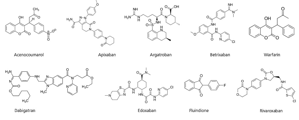 抗凝固剤9種類の構造式