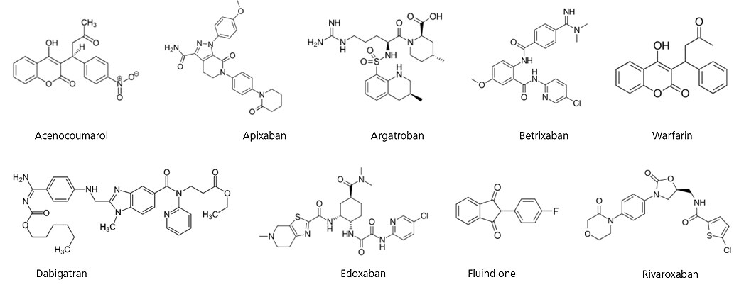 抗凝固剤9種類の構造式