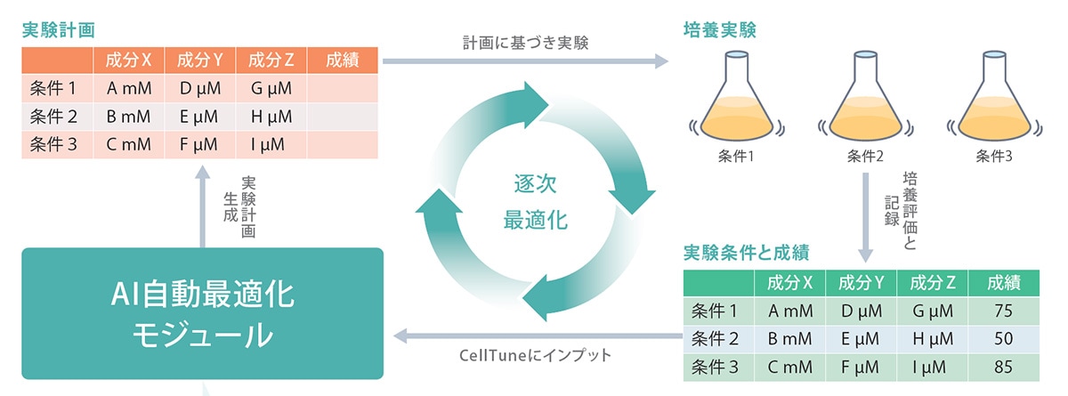 有望な予測領域に対して重点的に実験点を選択して、実験計画生成