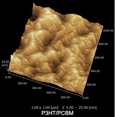 P3HT/PCBMブレンド薄膜の表面形状と電流像の観察
