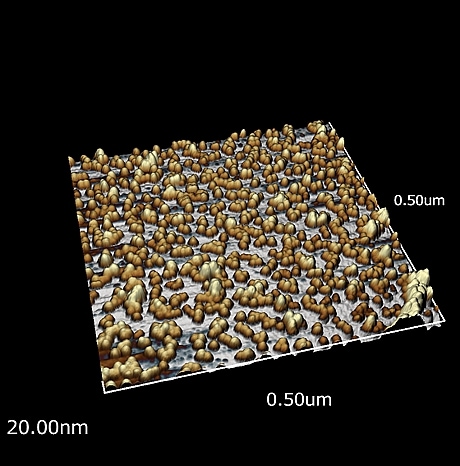 シリコン量子ドット太陽電池で用いるナノ粒子薄膜のSPM像