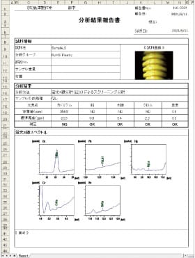 Excel形式のRoHSスクリーニング報告書