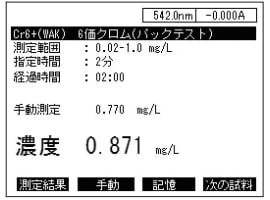 水質測定プログラムの測定画面