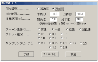 測定用パラメータの設定