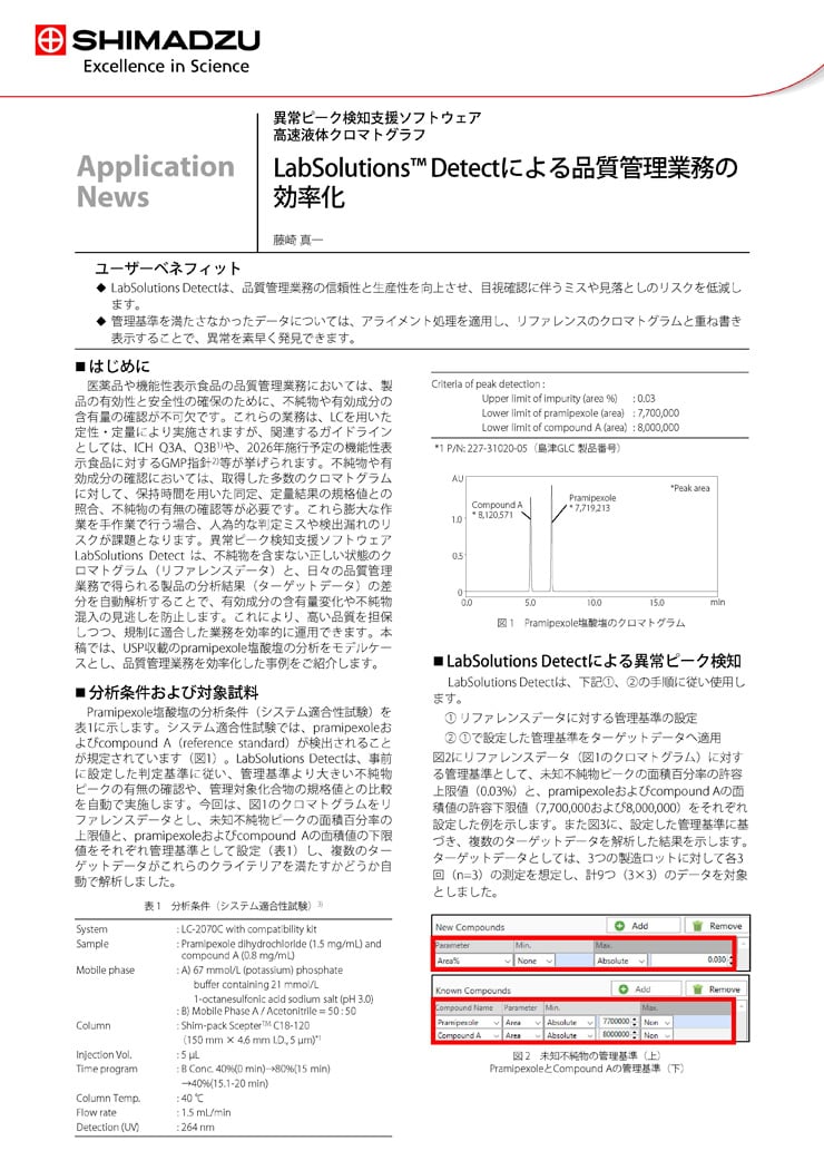 LabSolutions Detectによる品質管理業務の効率化